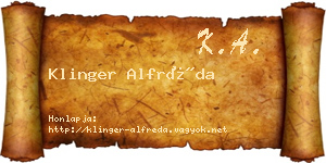 Klinger Alfréda névjegykártya
